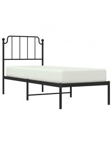 Giroletto con Testiera in Metallo Nero 80x200 cm