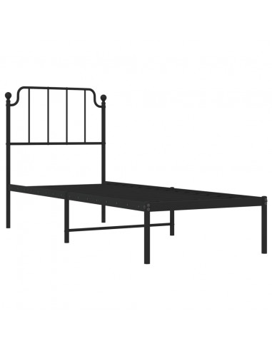 Giroletto con Testiera in Metallo Nero 80x200 cm