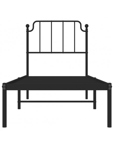 Giroletto con Testiera in Metallo Nero 80x200 cm