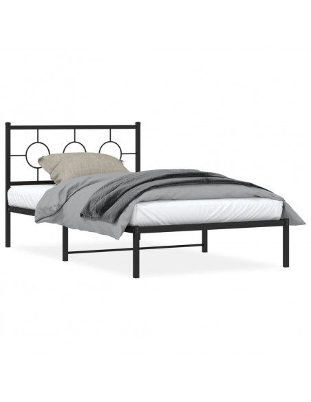 Giroletto con Testiera in Metallo Nero 107x203 cm