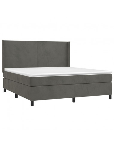 Giroletto a Molle con Materasso Grigio Scuro 160x200 cm Velluto