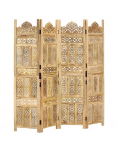 Divisorio a 4 Pannelli Intagliato 160x165cm Massello di Mango 2