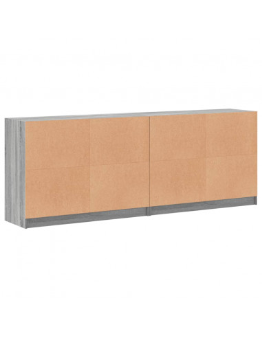 Libreria con Ante Grigio Sonoma 204x37x75 cm Legno Multistrato