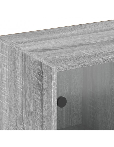Libreria con Ante Grigio Sonoma 204x37x75 cm Legno Multistrato