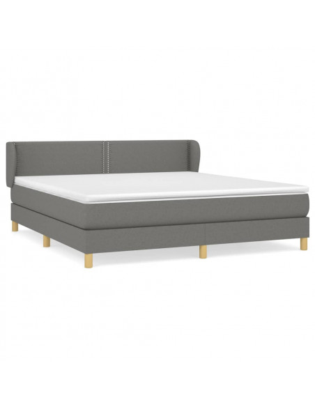 Giroletto a Molle con Materasso Grigio Scuro 180x200 cm Tessuto