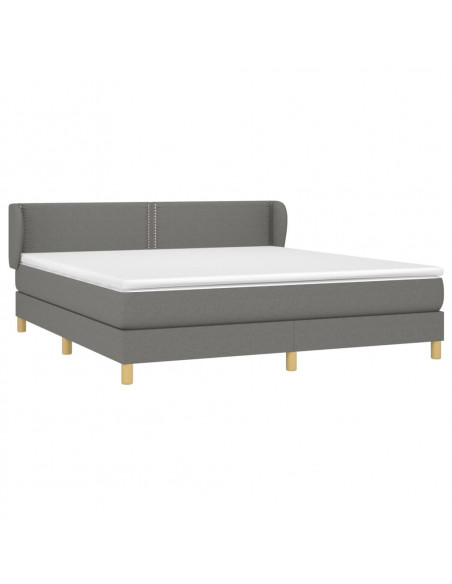 Giroletto a Molle con Materasso Grigio Scuro 180x200 cm Tessuto
