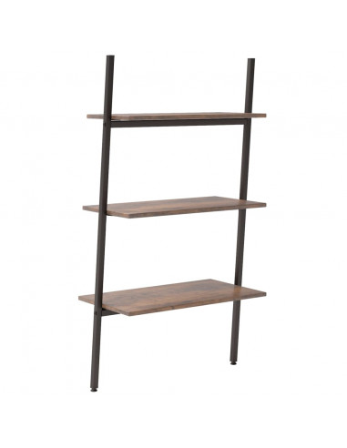 Scaffale Pendente a 3 Livelli Marrone Scuro e Nero 64x34x116cm