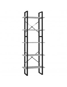 Libreria a 5 Ripiani Grigio Cemento 60x30x175 cm in Multistrato 2