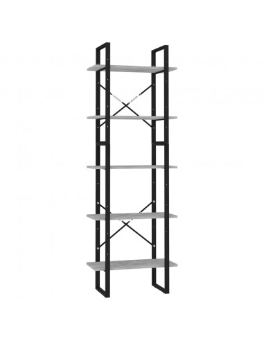 Libreria a 5 Ripiani Grigio Cemento 60x30x175 cm in Multistrato