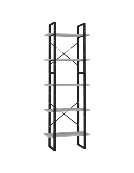 Libreria a 5 Ripiani Grigio Cemento 60x30x175 cm in Multistrato