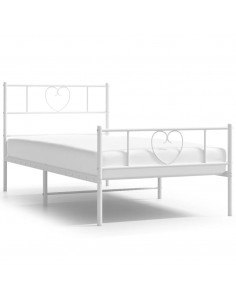 Giroletto con Testiera e Pediera Metallo Bianco 107x203 cm 2