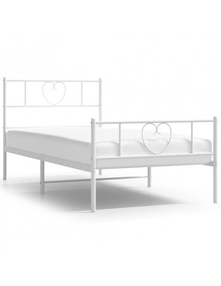 Giroletto con Testiera e Pediera Metallo Bianco 107x203 cm