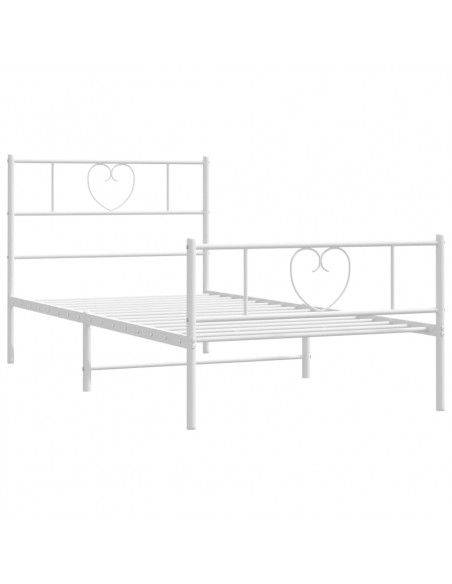 Giroletto con Testiera e Pediera Metallo Bianco 107x203 cm