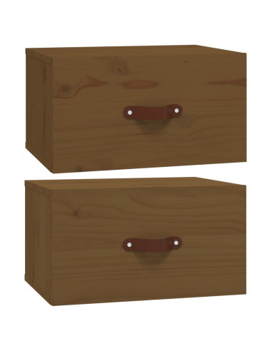 Comodini a Muro 2 pz Miele 40x29,5x22 cm