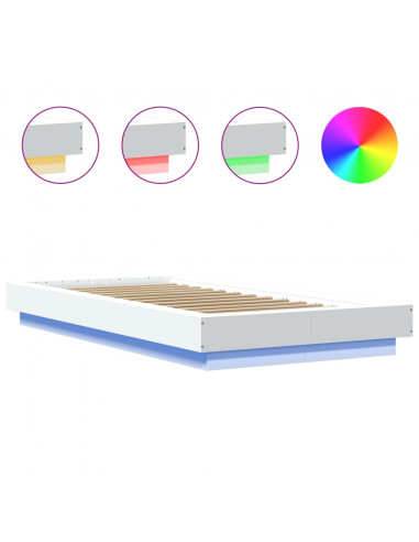 Giroletto con Luci LED Bianco 90x190 cm in Legno Multistrato