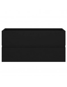 Mobile con Lavabo Integrato Nero in Legno Multistrato 2