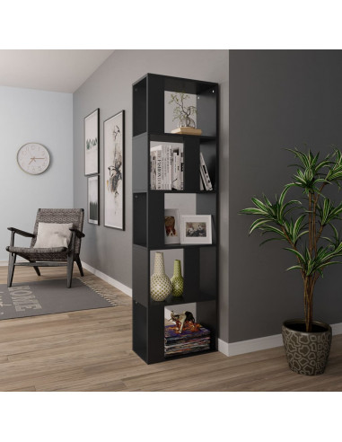 Libreria/Divisorio Nero 45x24x159 cm in Legno Multistrato