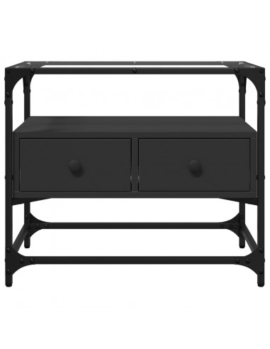 Mobile TV con Piano in Vetro Nero 60x35x51 cm Legno Multistrato