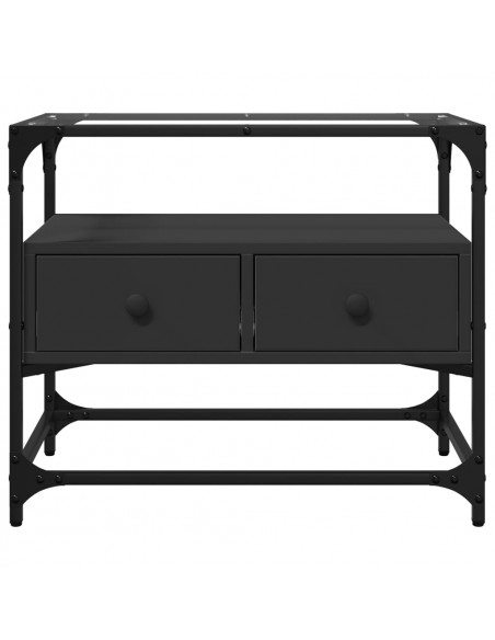 Mobile TV con Piano in Vetro Nero 60x35x51 cm Legno Multistrato