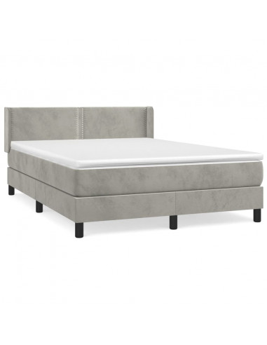 Giroletto a Molle con Materasso Grigio Chiaro 140x200cm Velluto