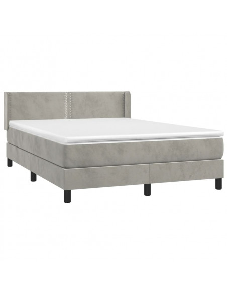Giroletto a Molle con Materasso Grigio Chiaro 140x200cm Velluto
