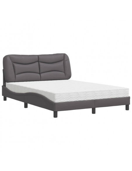 Letto con Materasso Grigio 140x200 cm in Similpelle