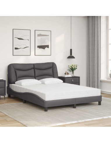 Letto con Materasso Grigio 140x200 cm in Similpelle