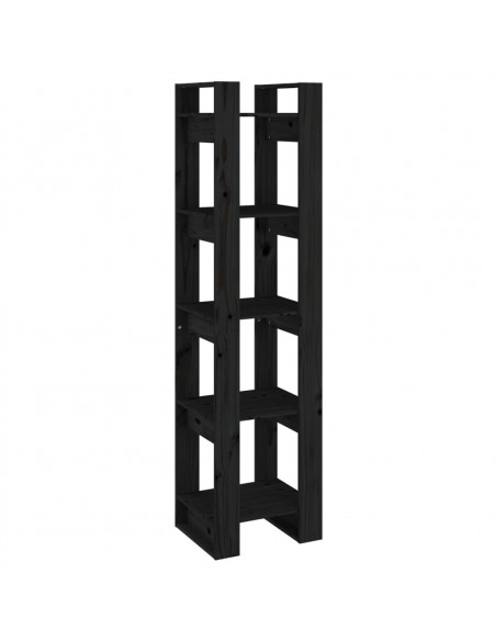 Libreria/Divisorio Nero 41x35x160 cm in Legno Massello di Pino