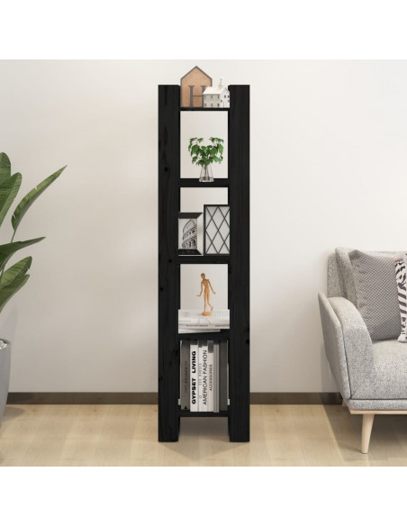 Libreria/Divisorio Nero 41x35x160 cm in Legno Massello di Pino