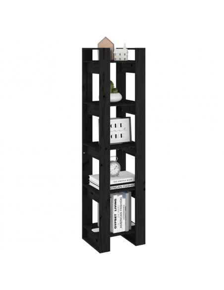 Libreria/Divisorio Nero 41x35x160 cm in Legno Massello di Pino