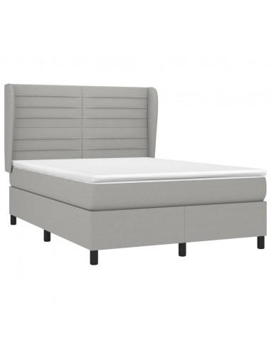 Giroletto a Molle con Materasso Grigio Chiaro 140x190cm Tessuto