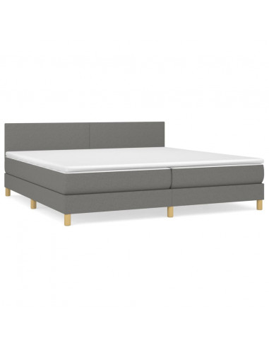 Giroletto a Molle con Materasso Grigio Scuro 200x200 cm Tessuto