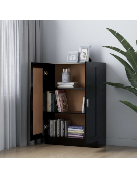 Libreria Nera 82,5x30,5x115 cm in Legno Multistrato