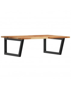 Ripiano a Parete per Lavabo in Acciaio e Massello di Acacia 2