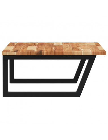 Ripiano a Parete per Lavabo in Acciaio e Massello di Acacia