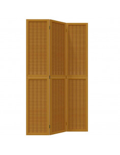 Divisorio Ambienti 3 Pannelli Marrone Scuro Massello Paulownia 2