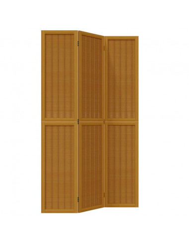 Divisorio Ambienti 3 Pannelli Marrone Scuro Massello Paulownia