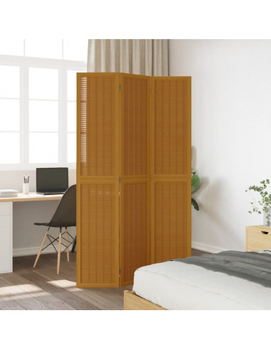 Divisorio Ambienti 3 Pannelli Marrone Scuro Massello Paulownia