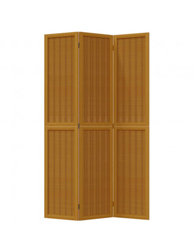 Divisorio Ambienti 3 Pannelli Marrone Scuro Massello Paulownia