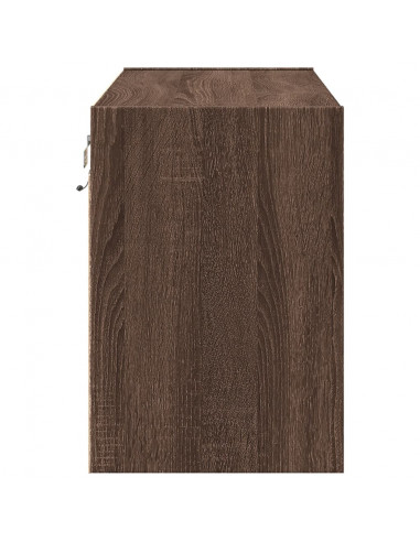 Mobile TV a Parete con Luci LED Rovere Marrone 80x31x45 cm