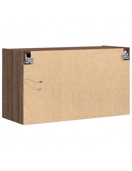 Mobile TV a Parete con Luci LED Rovere Marrone 80x31x45 cm