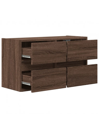 Mobile TV a Parete con Luci LED Rovere Marrone 80x31x45 cm