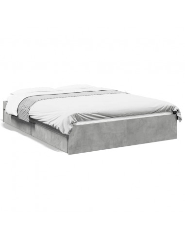 Giroletto Cassetti Grigio Cemento 135x190 cm Legno Multistrato