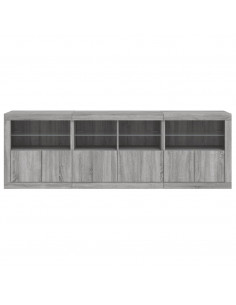 Credenza con Luci LED Grigio Sonoma 202x37x67 cm 2