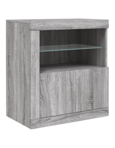 Credenza con Luci LED Grigio Sonoma 202x37x67 cm