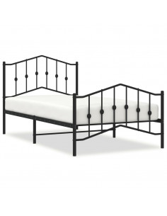 Giroletto con Testiera e Pediera Metallo Nero 100x190 cm 2