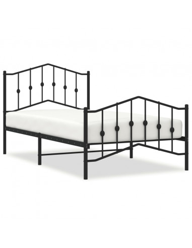 Giroletto con Testiera e Pediera Metallo Nero 100x190 cm