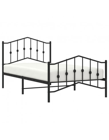 Giroletto con Testiera e Pediera Metallo Nero 100x190 cm