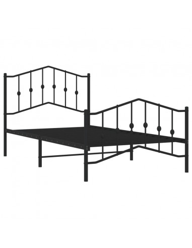 Giroletto con Testiera e Pediera Metallo Nero 100x190 cm