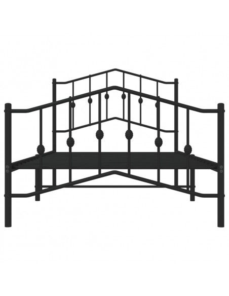 Giroletto con Testiera e Pediera Metallo Nero 100x190 cm